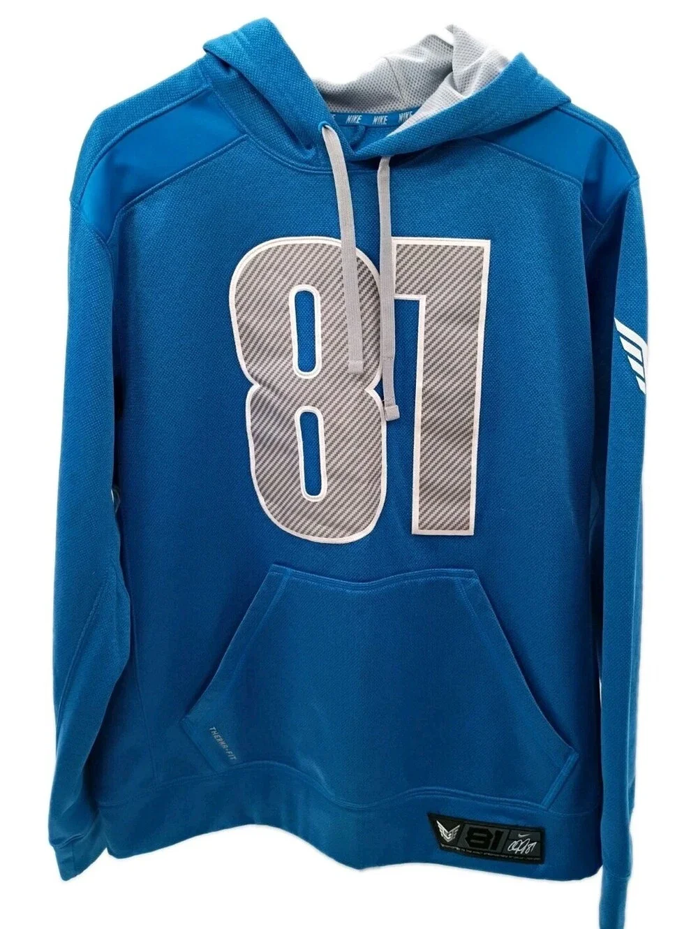 Nike Calvin Johnson Hoodie Mens Medium Blue Megatron 81 Detroit Lions Therma-Fit
